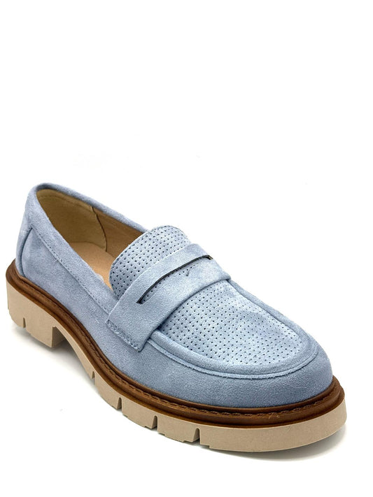 Beatrice-mocassino jeans in camoscio