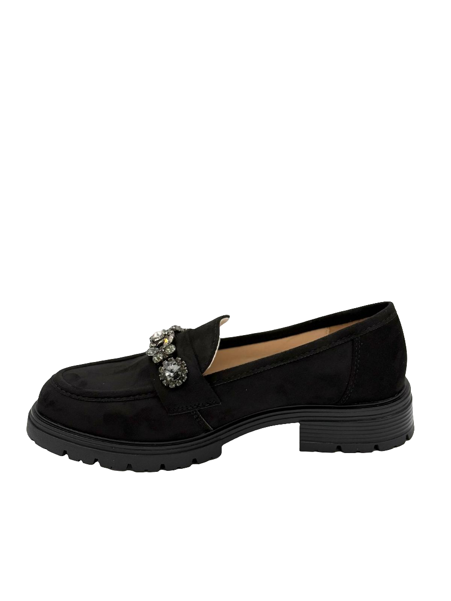 kelly-mocassino nero in camoscio