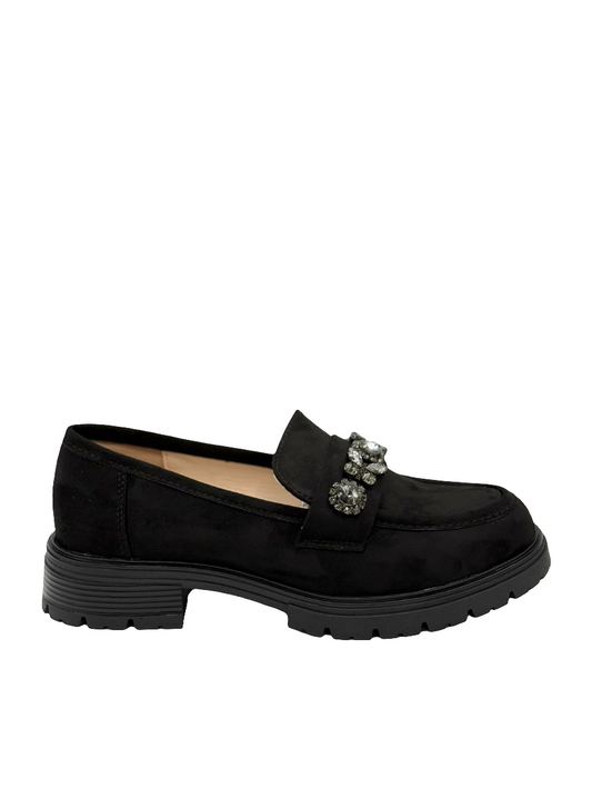 kelly-mocassino nero in camoscio